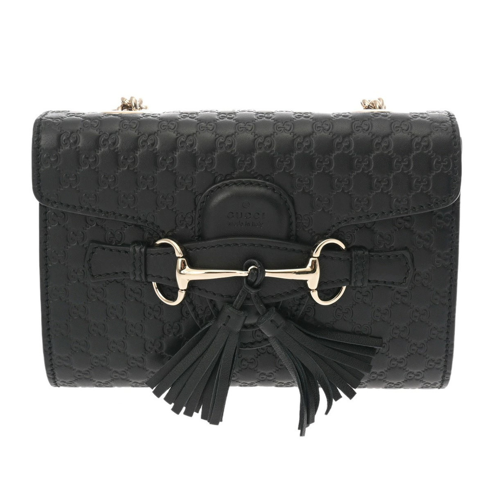 GUCCI guccissima Emily Black Leather Shoulder Bag